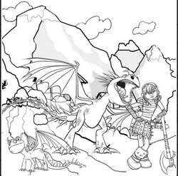 coloriage  Astrid et les dragons